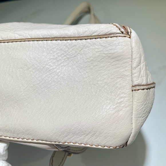 FOSSIL Bag & FREE Wallet, Tate Dome Shoulder Satchel, Cream and Green Wallet - Picture 10 of 17